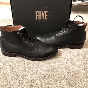 Men’s black Frye lace-up boots